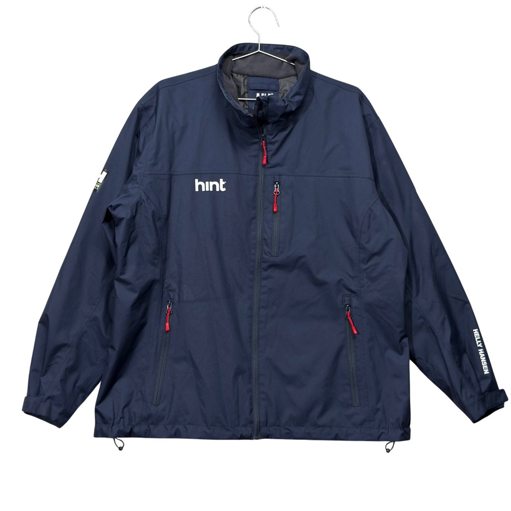 Helly Hansen Crew Jacket Mens 3XL Navy Blue Waterproof Hint Logo YO